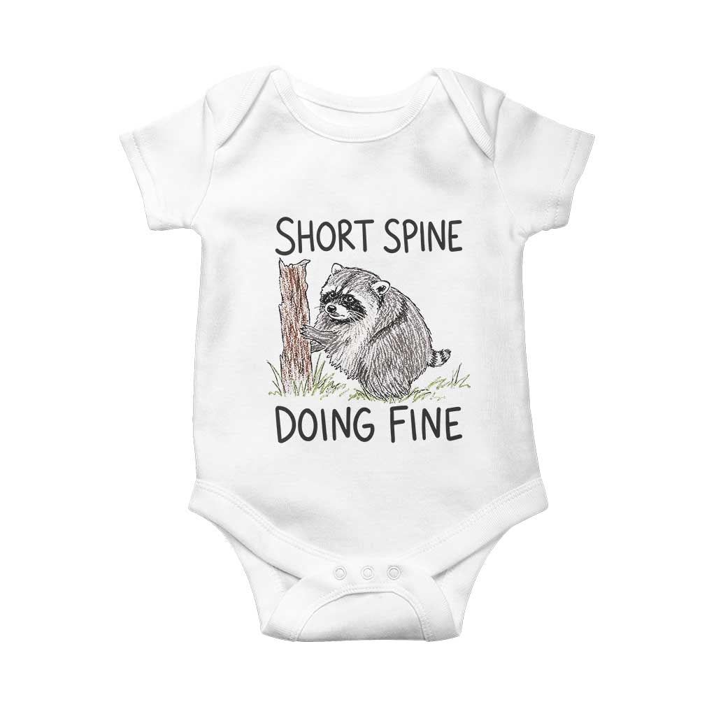 Jimothy Short Spine Doing Fine Inspirational Baby Onesie Viral Seattle Raccoon Crayon Drawing Graphic TS02 White Print Your Wear