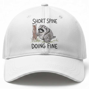 Jimothy Short Spine Doing Fine Inspirational Baseball Cap Viral Seattle Raccoon Crayon Drawing Graphic