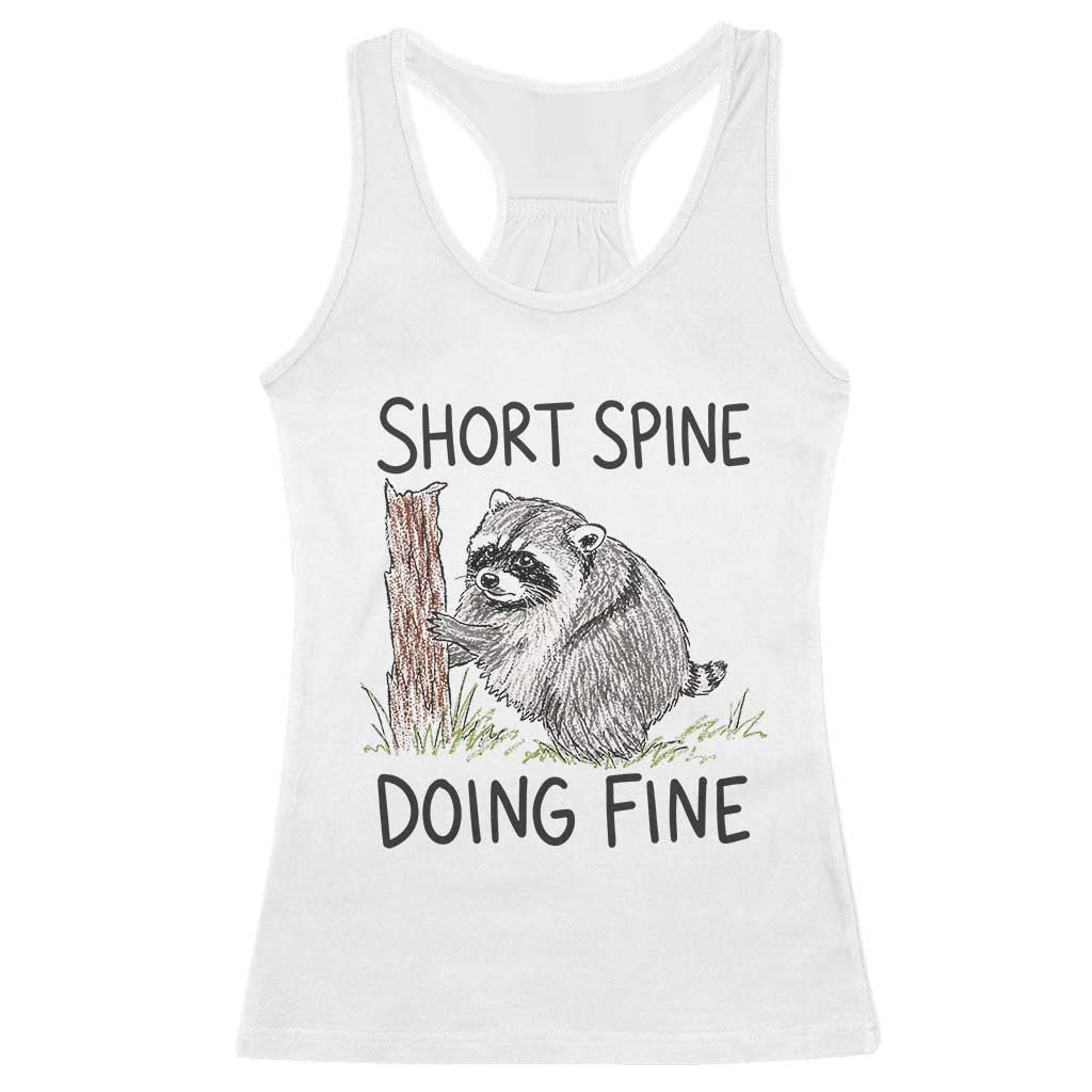 Jimothy Short Spine Doing Fine Inspirational Racerback Tank Top Viral Seattle Raccoon Crayon Drawing Graphic TS02 White Print Your Wear