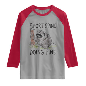 Jimothy Short Spine Doing Fine Inspirational Raglan Shirt Viral Seattle Raccoon Crayon Drawing Graphic