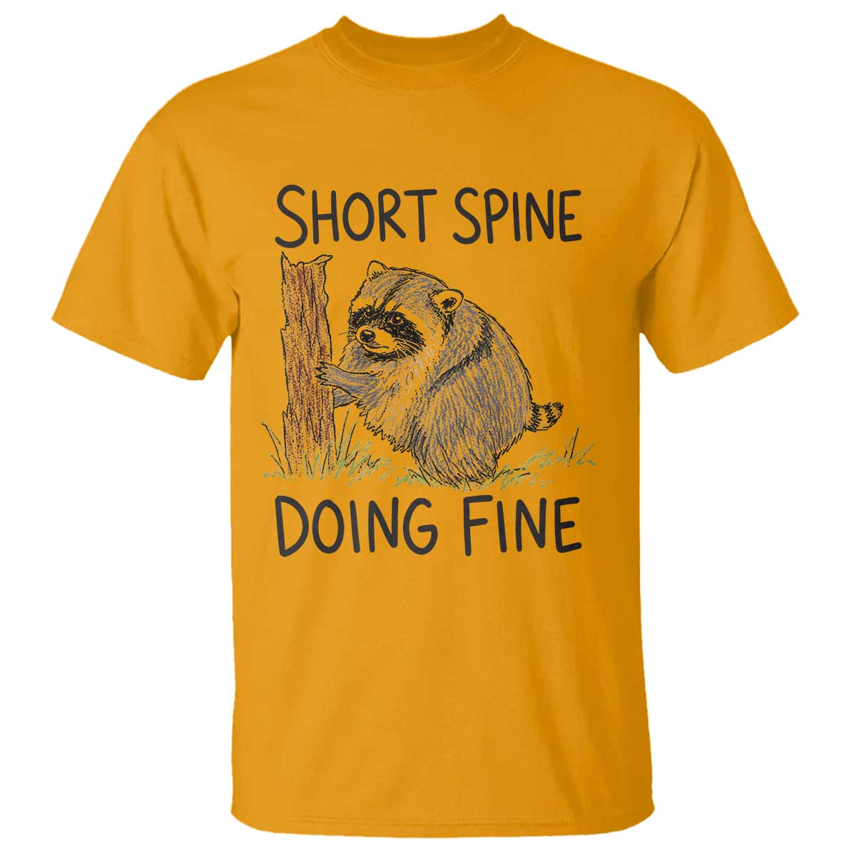 Jimothy Short Spine Doing Fine Inspirational T Shirt Viral Seattle Raccoon Crayon Drawing Graphic