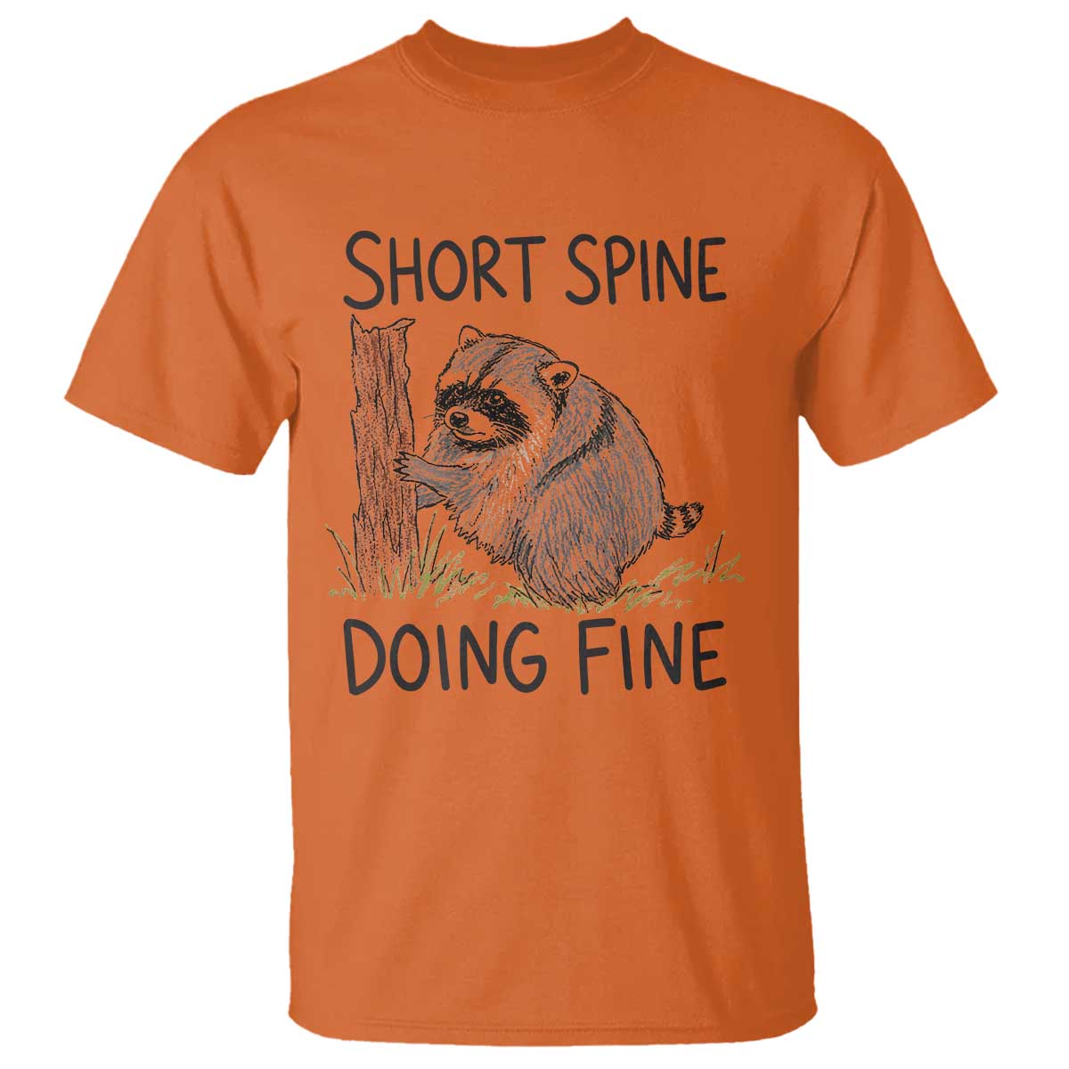 Jimothy Short Spine Doing Fine Inspirational T Shirt Viral Seattle Raccoon Crayon Drawing Graphic