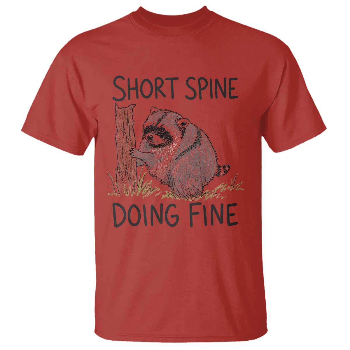 Jimothy Short Spine Doing Fine Inspirational T Shirt Viral Seattle Raccoon Crayon Drawing Graphic