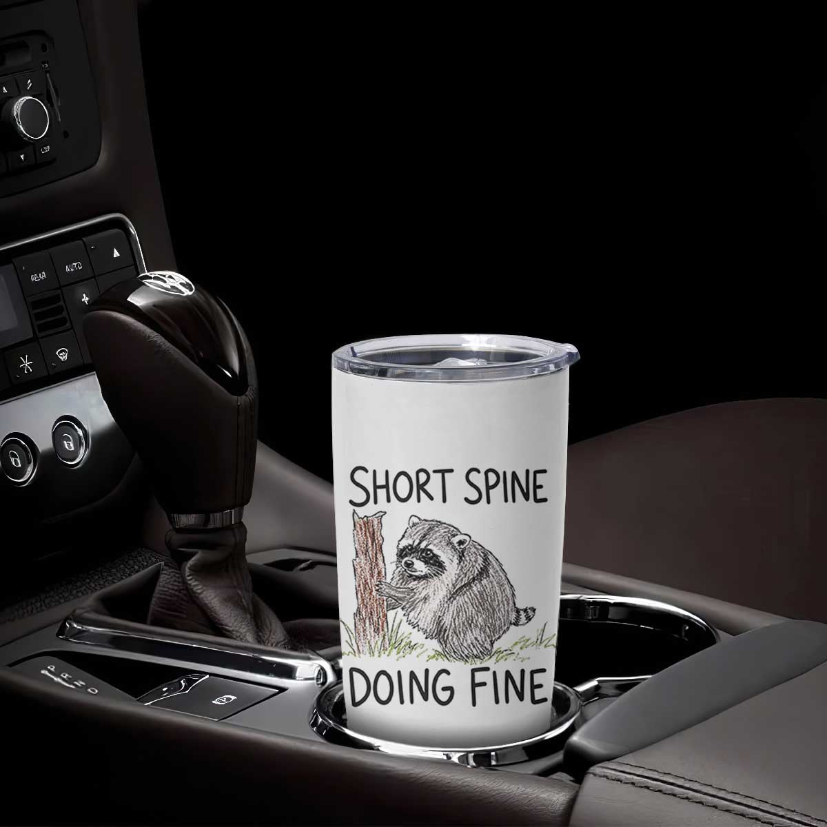 Jimothy Short Spine Doing Fine Inspirational Tumbler Cup Viral Seattle Raccoon Crayon Drawing Graphic
