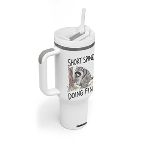 Jimothy Short Spine Doing Fine Inspirational Tumbler With Handle Viral Seattle Raccoon Crayon Drawing Graphic