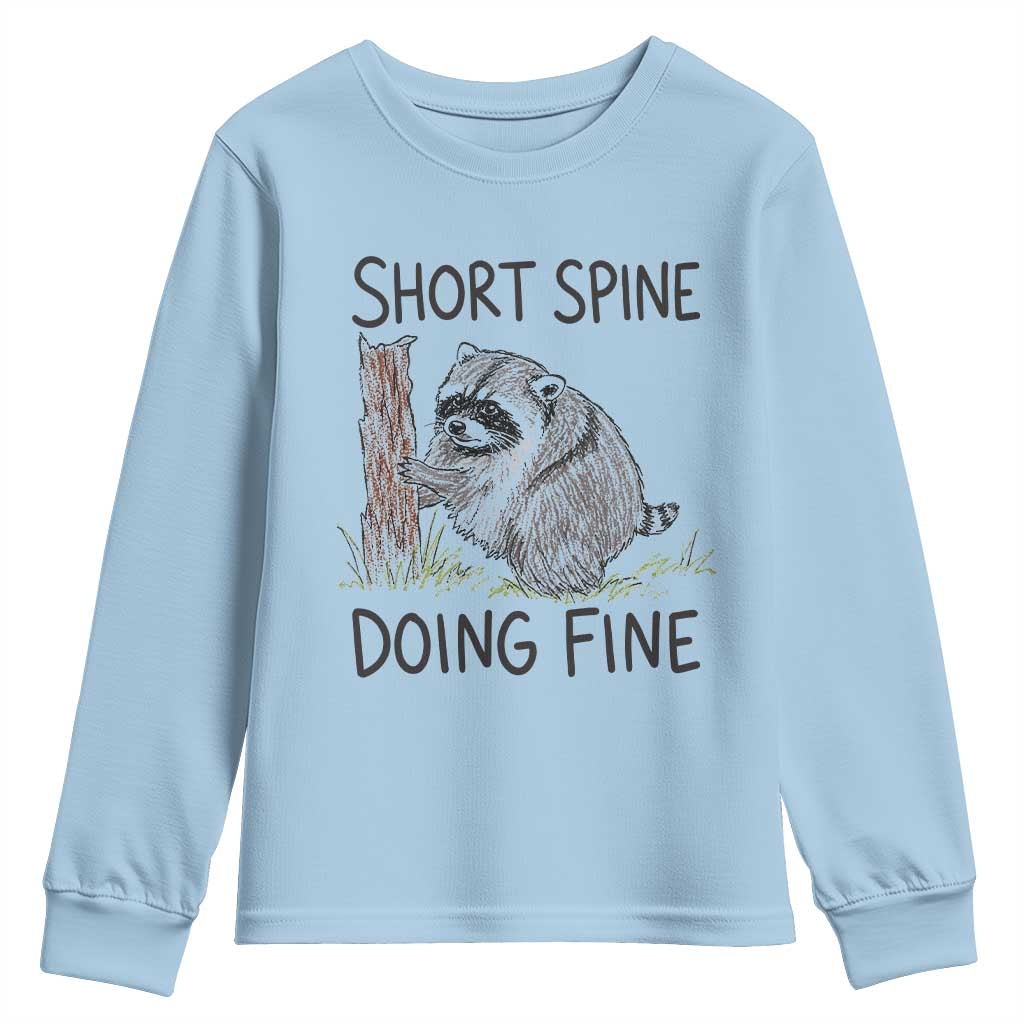 Jimothy Short Spine Doing Fine Inspirational Youth Sweatshirt Viral Seattle Raccoon Crayon Drawing Graphic