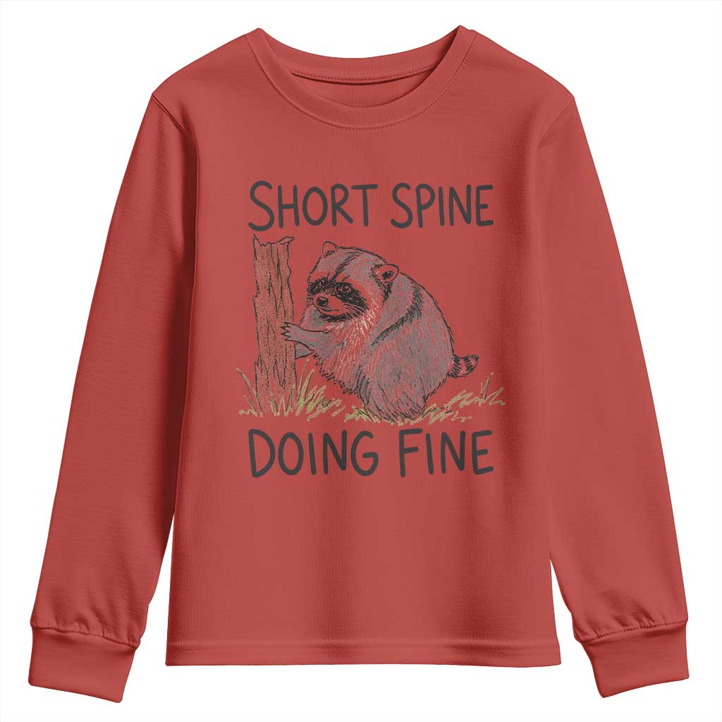 Jimothy Short Spine Doing Fine Inspirational Youth Sweatshirt Viral Seattle Raccoon Crayon Drawing Graphic