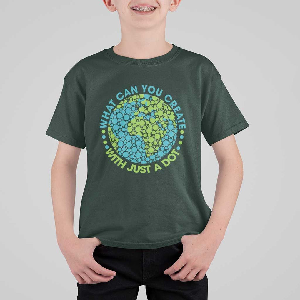 Dot Day T Shirt For Kid What Can You Create With Just A Dot Earth Polka TS02 Dark Forest Green Print Your Wear