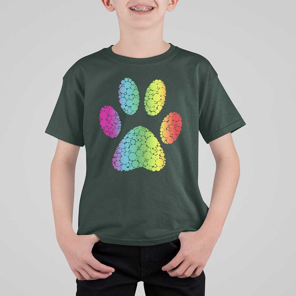 Dot Day T Shirt For Kid Polka Dot Dog Paw Dog Lover International TS02 Dark Forest Green Print Your Wear