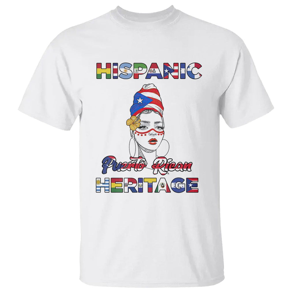 Puerto Rican Woman Hispanic Heritage T Shirt Boricua Puerto Rico TS02 White Printyourwear