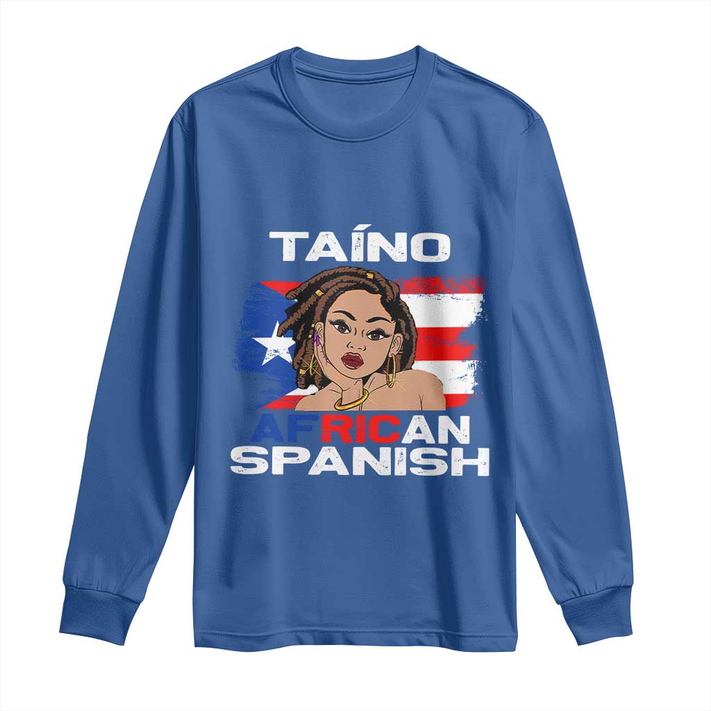 Afro Puerto Rico Hispanic Heritage Long Sleeve Shirt Taino African Spanish Roots TS02 Royal Blue Print Your Wear