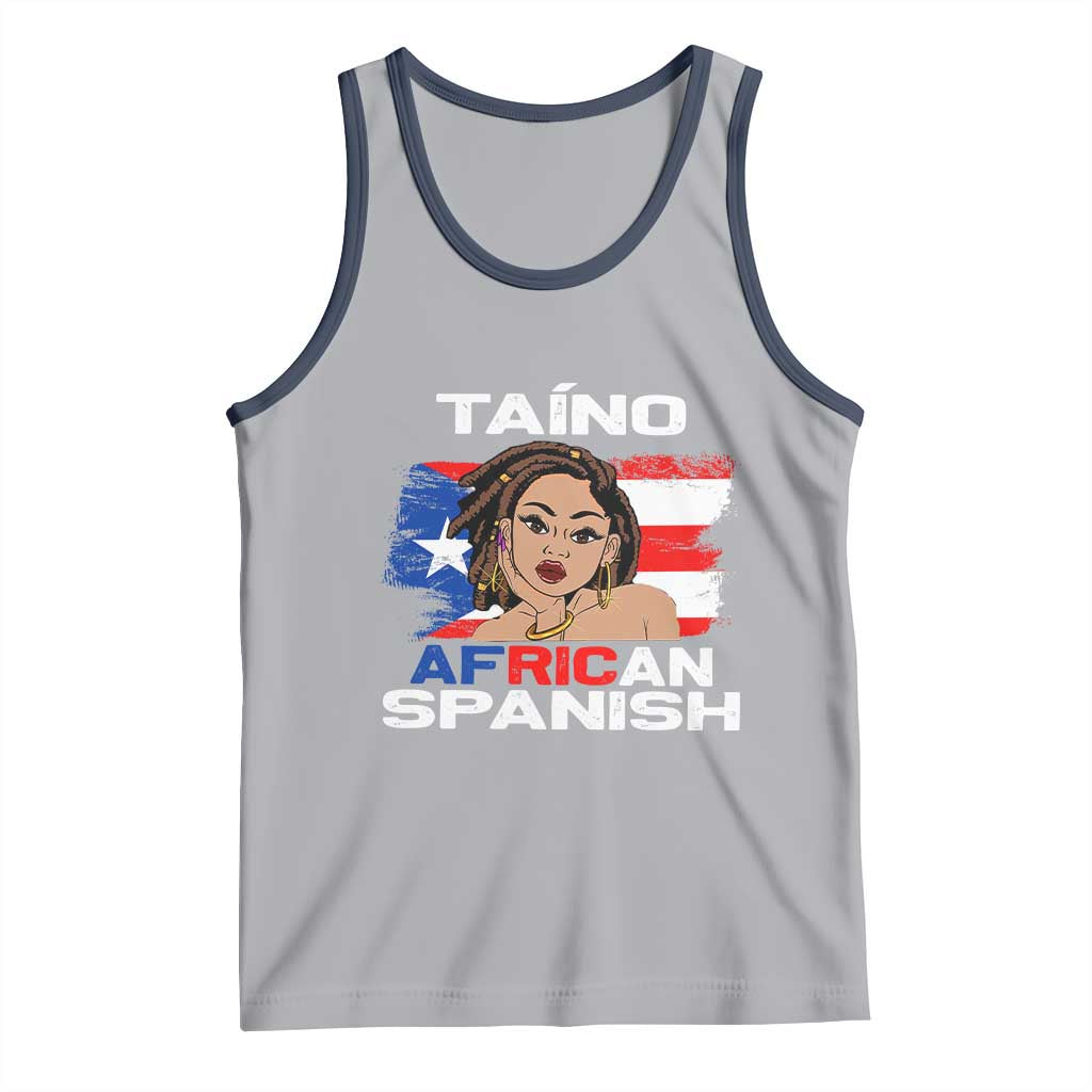 Afro Puerto Rico Hispanic Heritage Tank Top Taino African Spanish Roots TS02 Athletic Heather Navy Print Your Wear