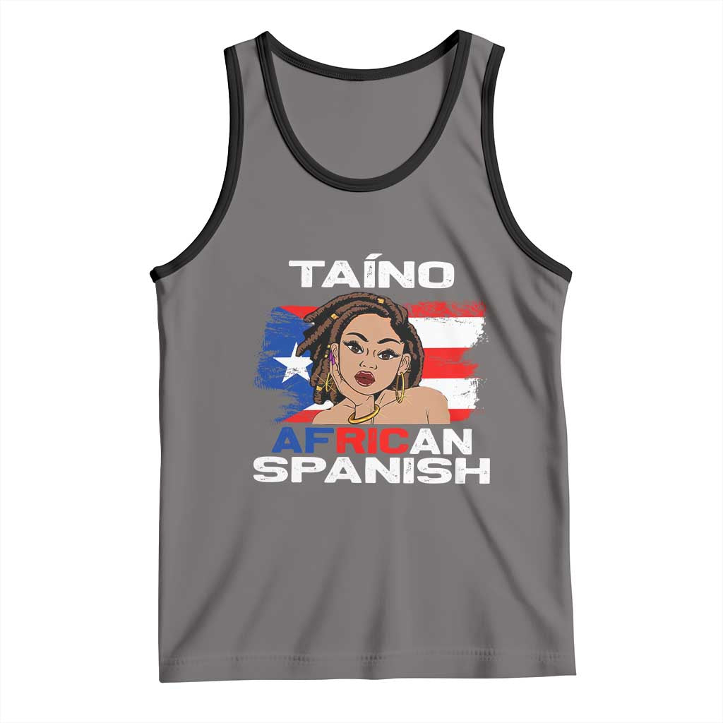 Afro Puerto Rico Hispanic Heritage Tank Top Taino African Spanish Roots TS02 Deep Heather Black Print Your Wear