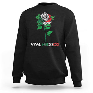 Mexican Independence Day Sweatshirt Viva Mexico Flag Rose Latino Hispanic Pride TS02 Black Printyourwear