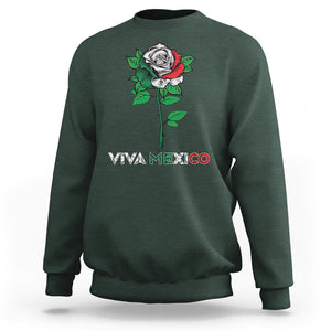 Mexican Independence Day Sweatshirt Viva Mexico Flag Rose Latino Hispanic Pride TS02 Dark Forest Green Printyourwear