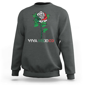 Mexican Independence Day Sweatshirt Viva Mexico Flag Rose Latino Hispanic Pride TS02 Dark Heather Printyourwear