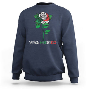 Mexican Independence Day Sweatshirt Viva Mexico Flag Rose Latino Hispanic Pride TS02 Navy Printyourwear