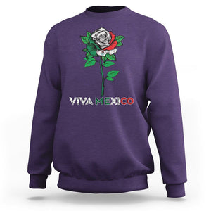 Mexican Independence Day Sweatshirt Viva Mexico Flag Rose Latino Hispanic Pride TS02 Purple Printyourwear