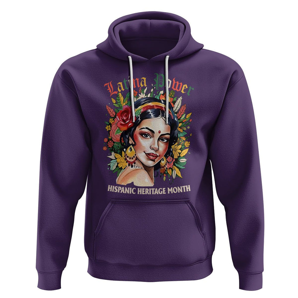 Hispanic Heritage Month Hoodie Mexican Latina Power Flowers TS02 Purple Printyourwear