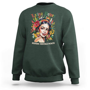 Hispanic Heritage Month Sweatshirt Mexican Latina Power Flowers TS02 Dark Forest Green Printyourwear