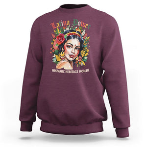 Hispanic Heritage Month Sweatshirt Mexican Latina Power Flowers TS02 Maroon Printyourwear