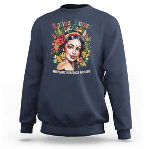 Hispanic Heritage Month Sweatshirt Mexican Latina Power Flowers TS02 Navy Printyourwear