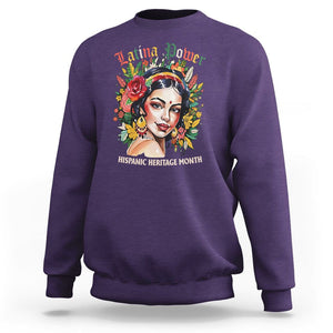 Hispanic Heritage Month Sweatshirt Mexican Latina Power Flowers TS02 Purple Printyourwear