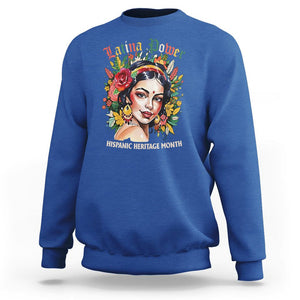 Hispanic Heritage Month Sweatshirt Mexican Latina Power Flowers TS02 Royal Blue Printyourwear