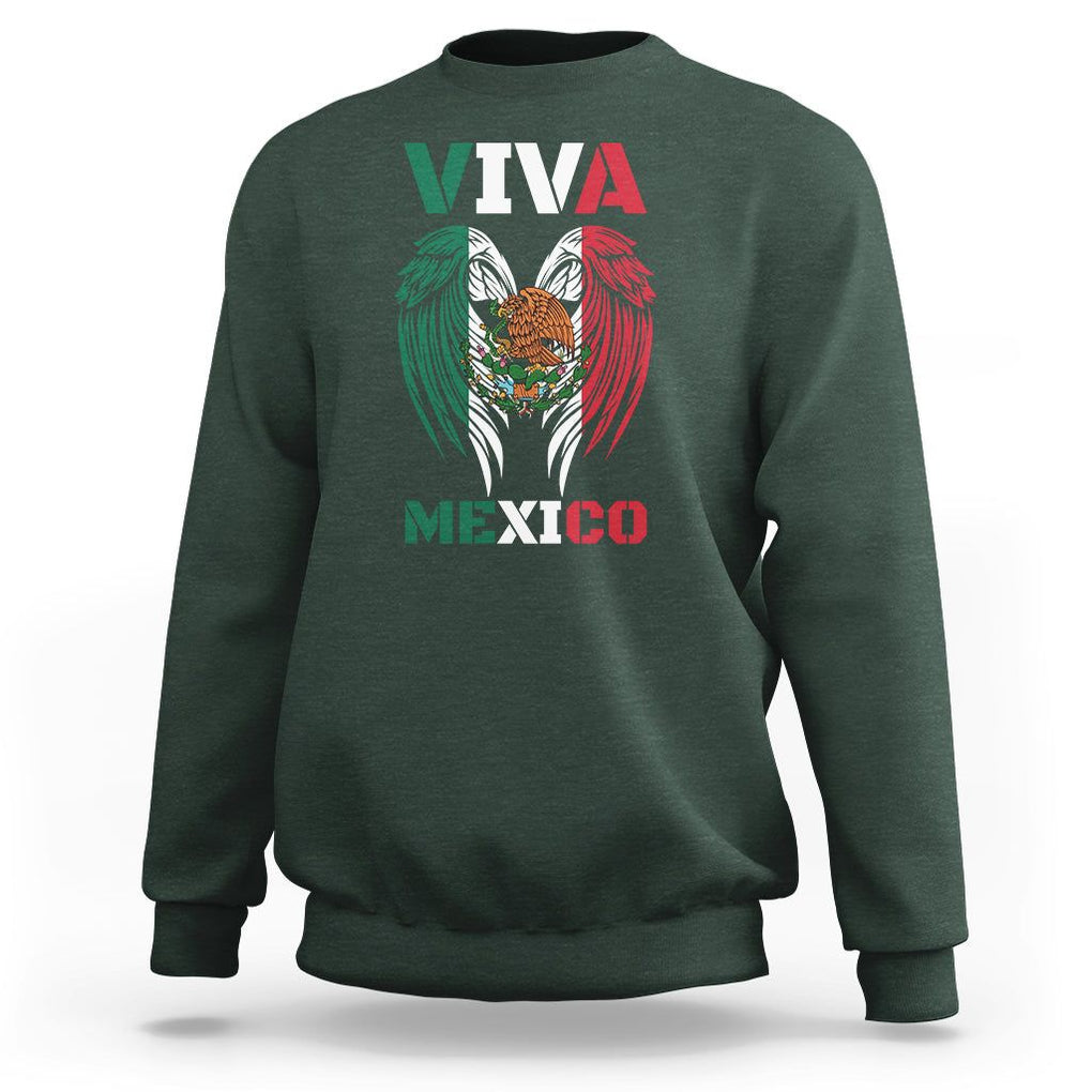 Hispanic Heritage Month Mexico Sweatshirt Viva Mexico Mexican Flag TS02 Dark Forest Green Printyourwear