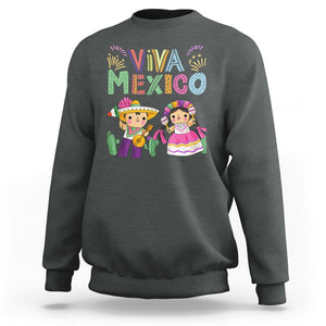 Hispanic Heritage Month Mexico Sweatshirt Viva Mexico Cute Kids Mexican TS02 Dark Heather Printyourwear