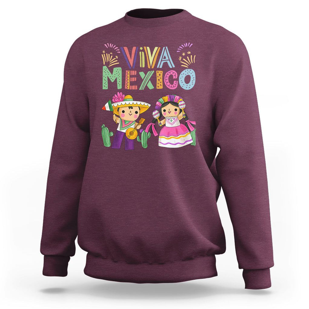Hispanic Heritage Month Mexico Sweatshirt Viva Mexico Cute Kids Mexican TS02 Maroon Printyourwear