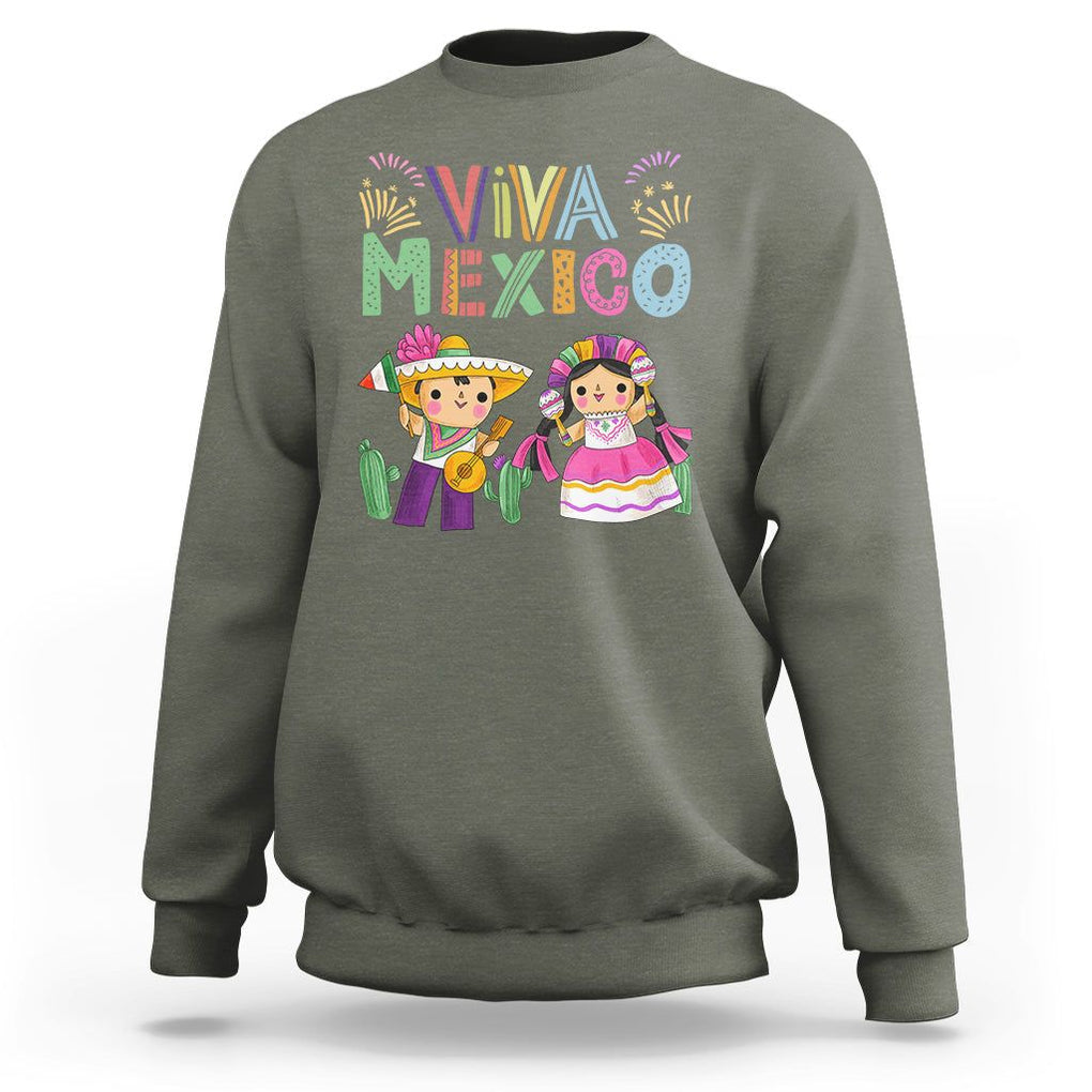 Hispanic Heritage Month Mexico Sweatshirt Viva Mexico Cute Kids Mexican TS02 Military Green Printyourwear