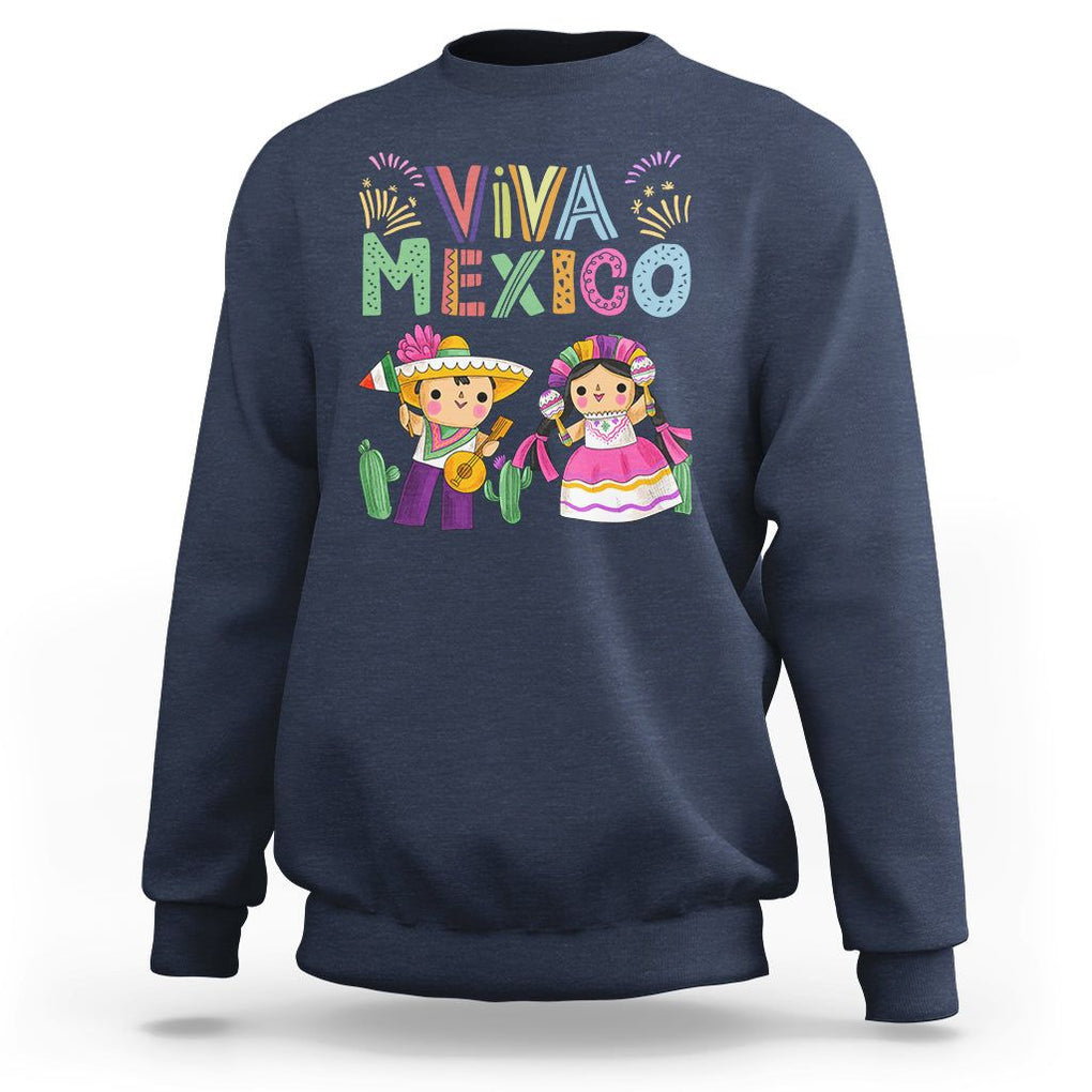Hispanic Heritage Month Mexico Sweatshirt Viva Mexico Cute Kids Mexican TS02 Navy Printyourwear