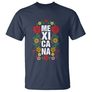 Hispanic Heritage Month Mexico T Shirt Mexicana Flowers Mexican Pride TS02 Navy Printyourwear