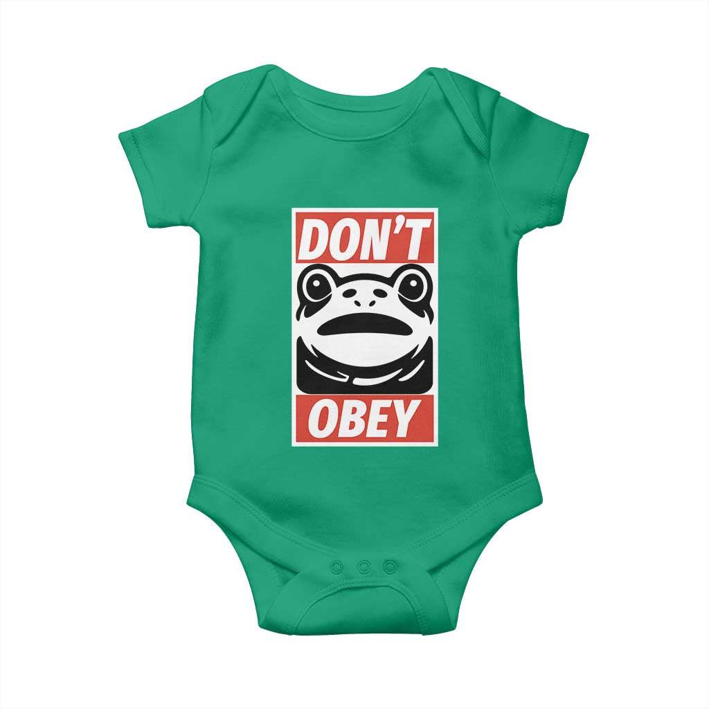 Don't Obey Portland Frog Baby Onesie Protest Parody Poster Graphic TS02 Irish Green Print Your Wear