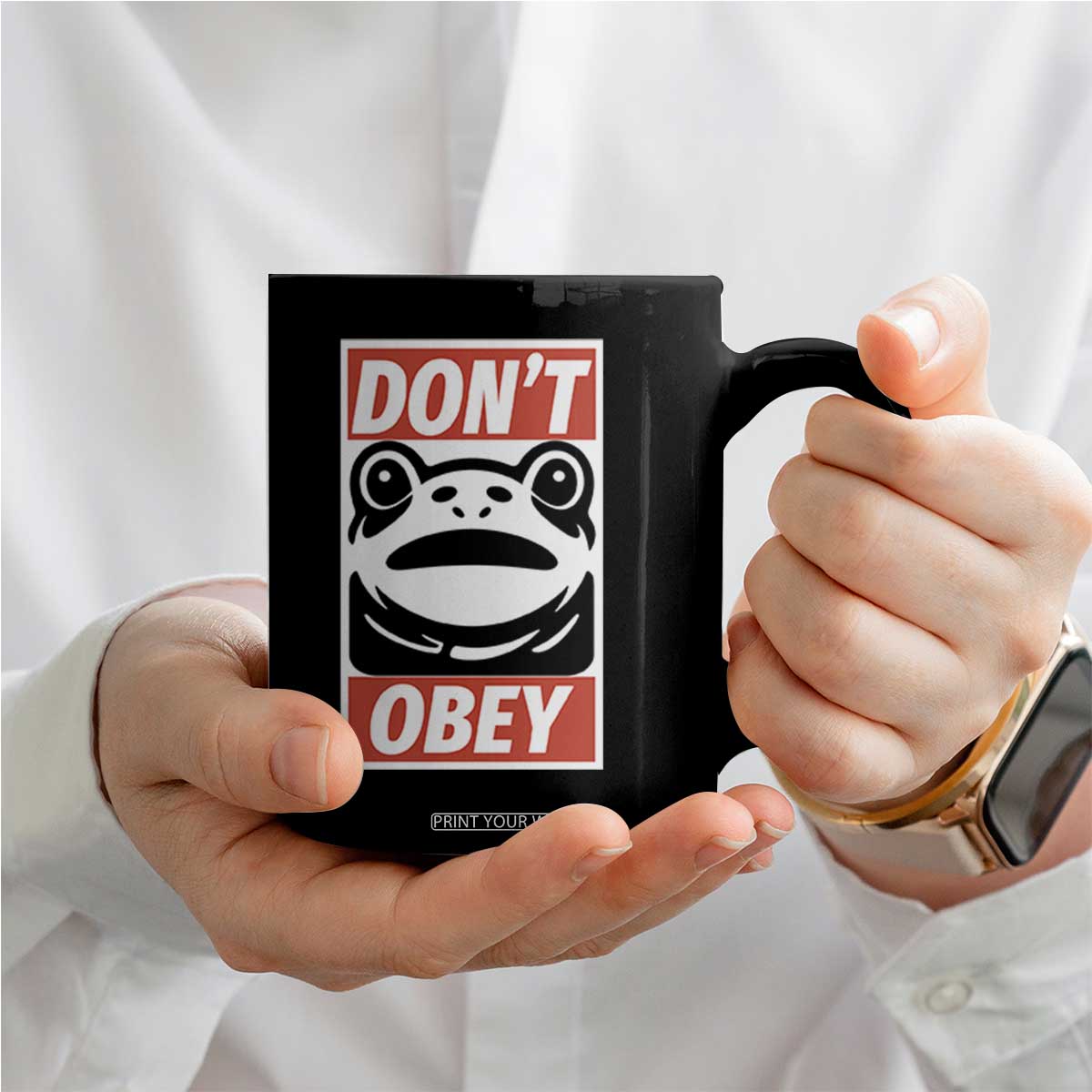 Don't Obey Portland Frog Coffee Mug Protest Parody Poster Graphic TS02 Print Your Wear