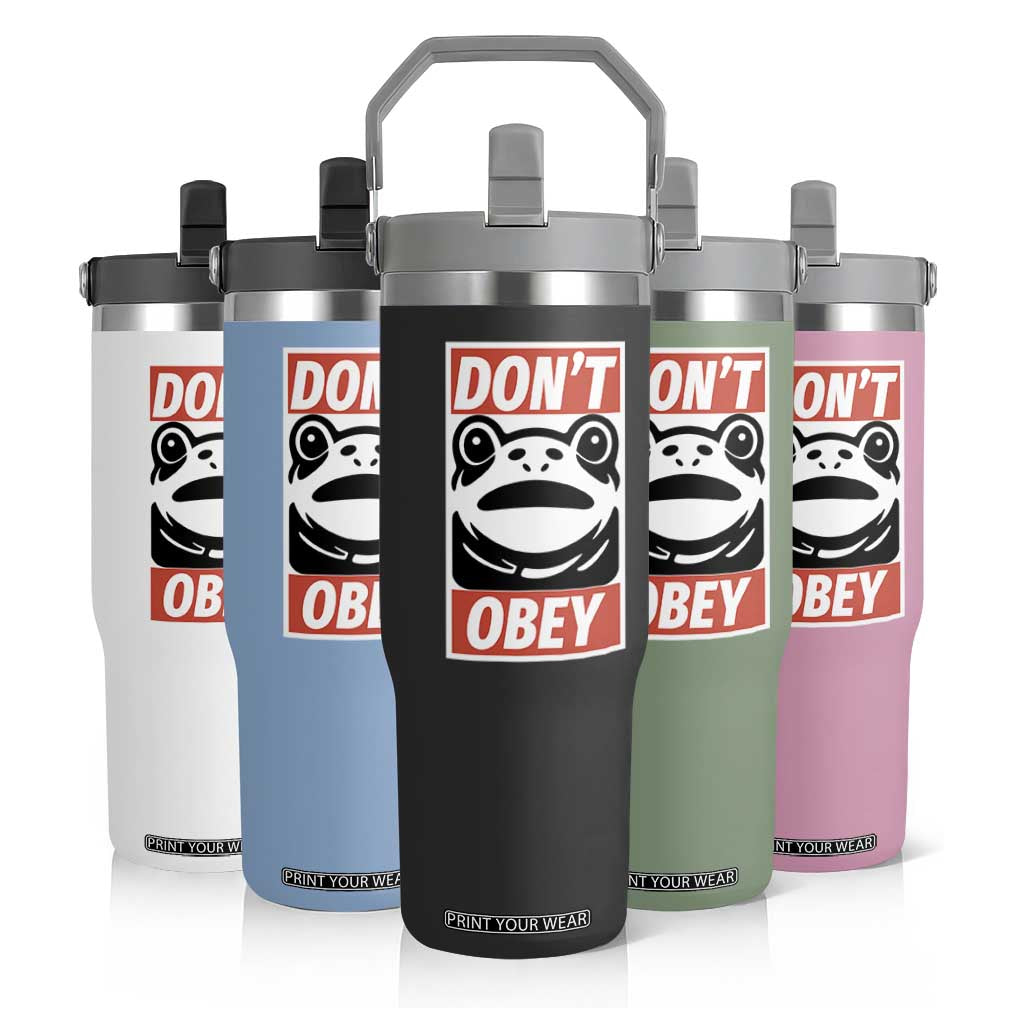 Don't Obey Portland Frog Flip Straw Tumbler Protest Parody Poster Graphic TS02 Print Your Wear