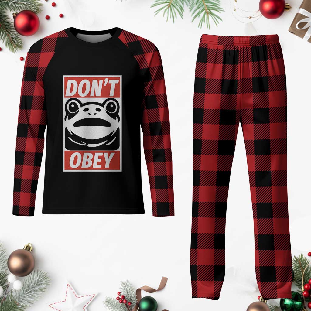 Don't Obey Portland Frog Plaid Pajama Set Protest Parody Poster Graphic TS02 Buffalo Plaid Print Your Wear