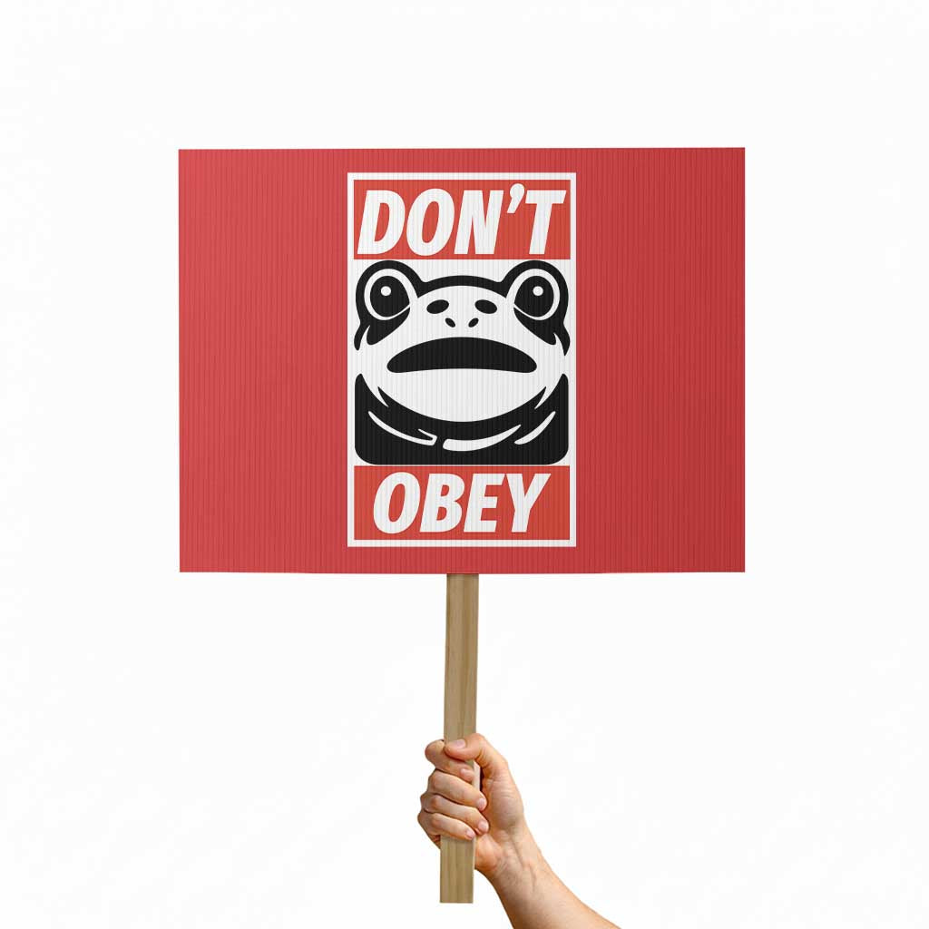 Don't Obey Portland Frog Protest Sign Protest Parody Poster Graphic TS02 Horizontal 18" × 24" Red Print Your Wear