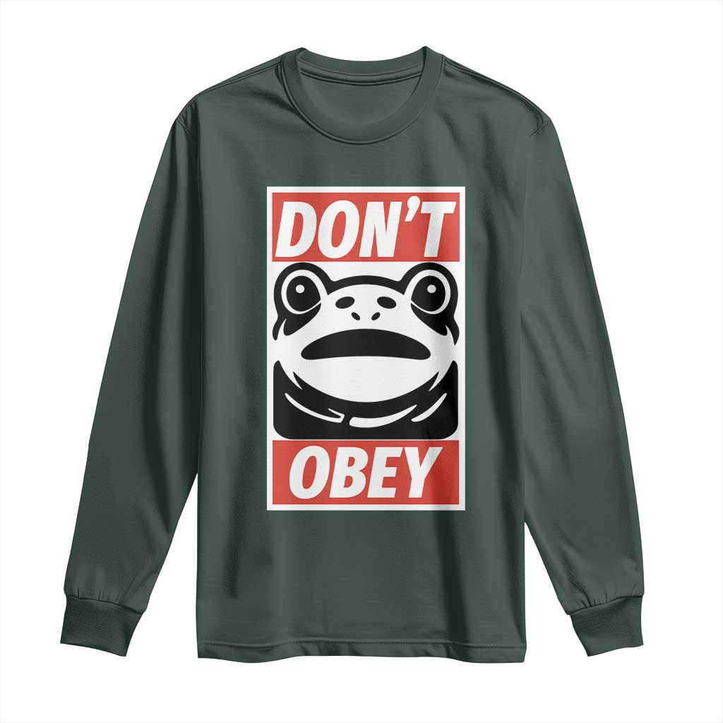 Don't Obey Portland Frog Long Sleeve Shirt Protest Parody Poster Graphic TS02 Dark Forest Green Print Your Wear