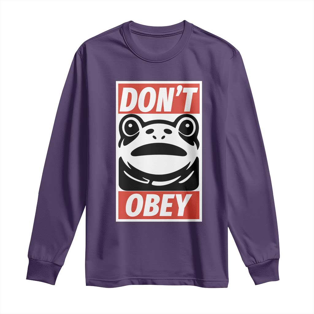 Don't Obey Portland Frog Long Sleeve Shirt Protest Parody Poster Graphic TS02 Purple Print Your Wear