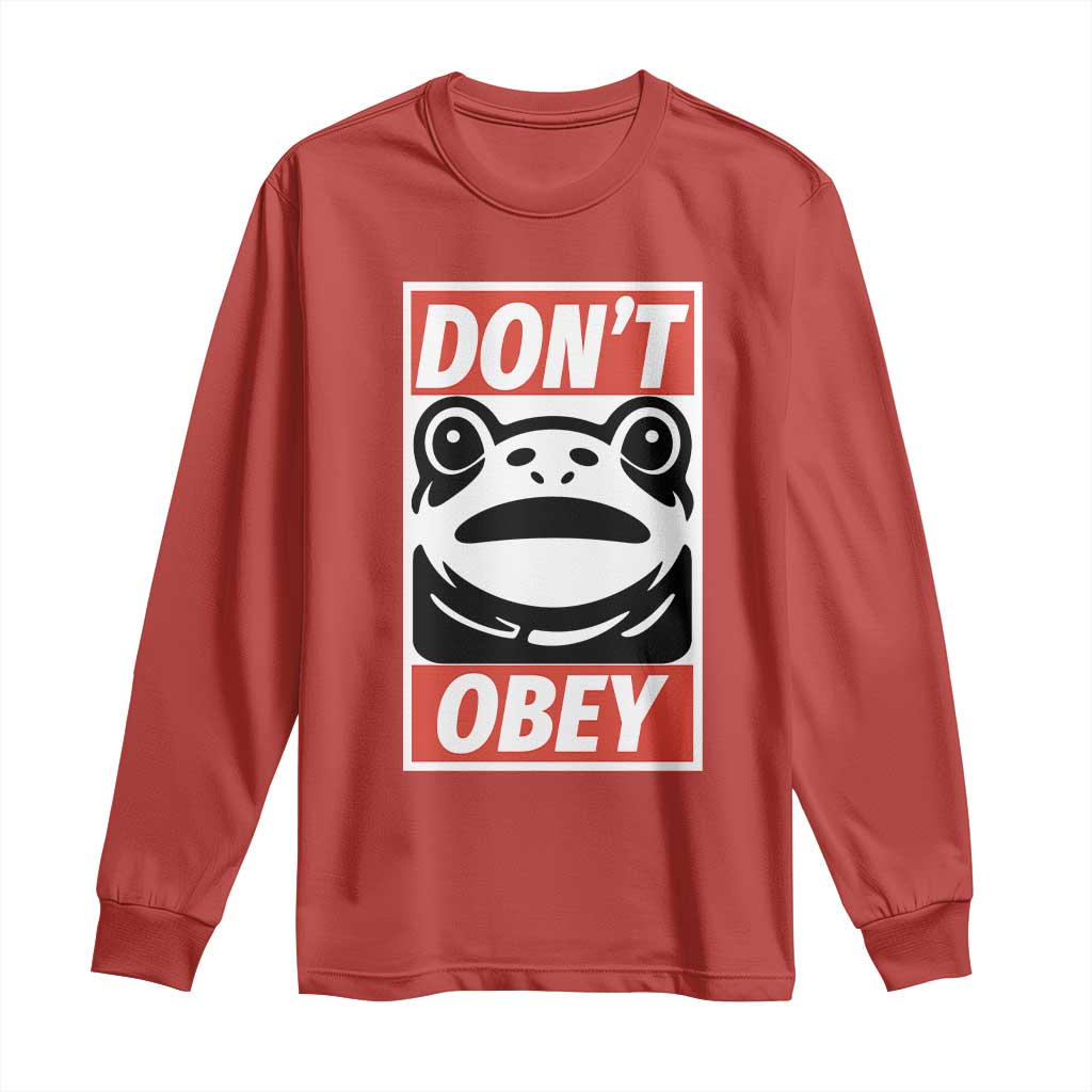 Don't Obey Portland Frog Long Sleeve Shirt Protest Parody Poster Graphic TS02 Red Print Your Wear