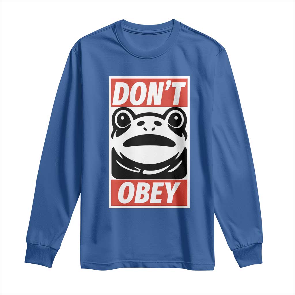 Don't Obey Portland Frog Long Sleeve Shirt Protest Parody Poster Graphic TS02 Royal Blue Print Your Wear