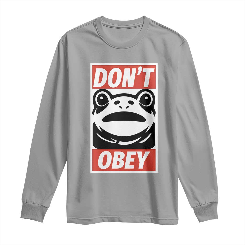 Don't Obey Portland Frog Long Sleeve Shirt Protest Parody Poster Graphic TS02 Sport Gray Print Your Wear