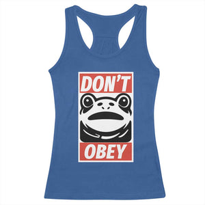 Don't Obey Portland Frog Racerback Tank Top Protest Parody Poster Graphic TS02 Royal Blue Print Your Wear