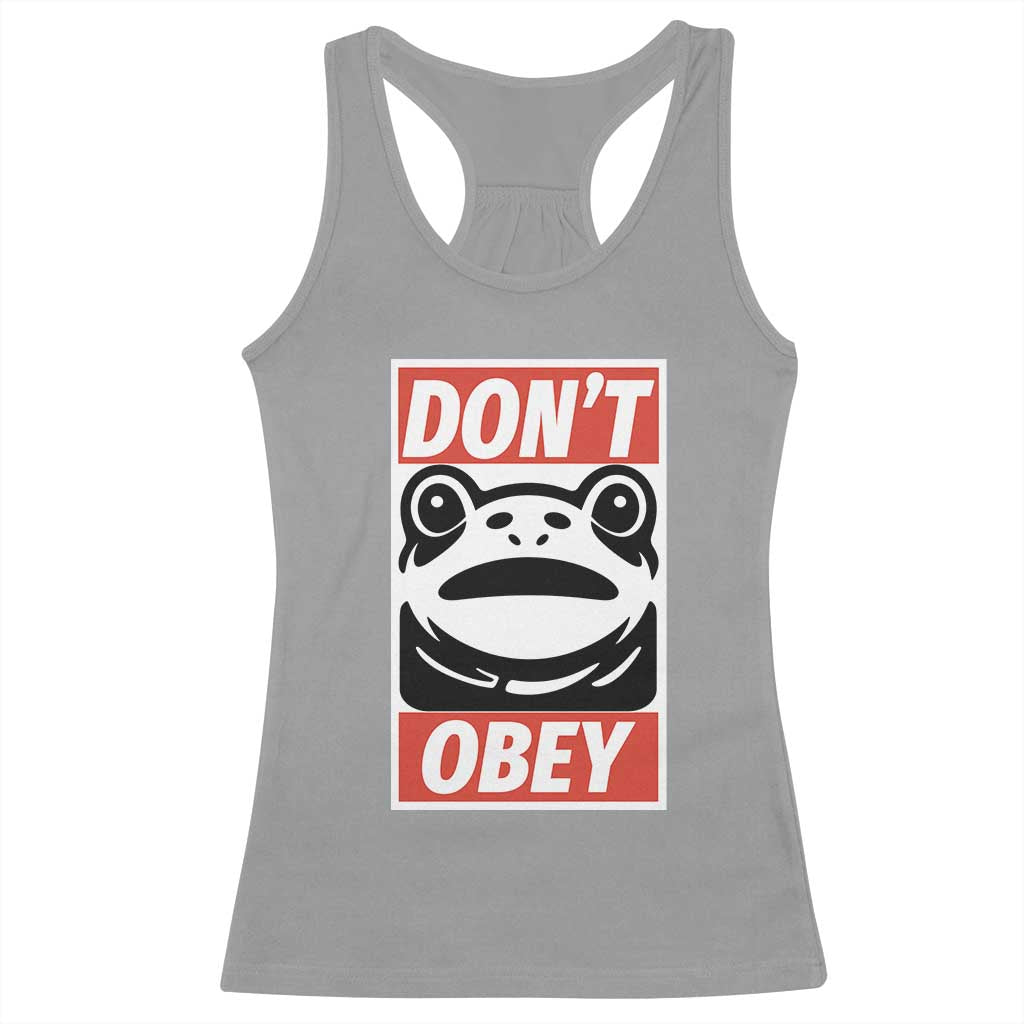 Don't Obey Portland Frog Racerback Tank Top Protest Parody Poster Graphic TS02 Sport Gray Print Your Wear
