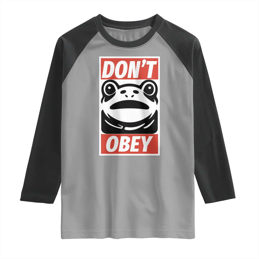 Don't Obey Portland Frog Raglan Shirt Protest Parody Poster Graphic TS02 Sport Gray Black Print Your Wear