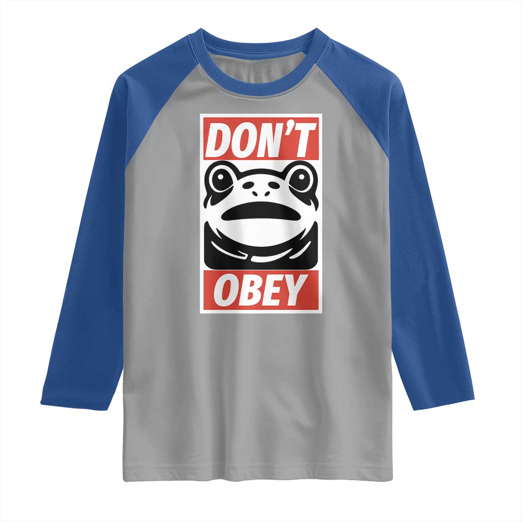 Don't Obey Portland Frog Raglan Shirt Protest Parody Poster Graphic TS02 Sport Gray Royal Print Your Wear