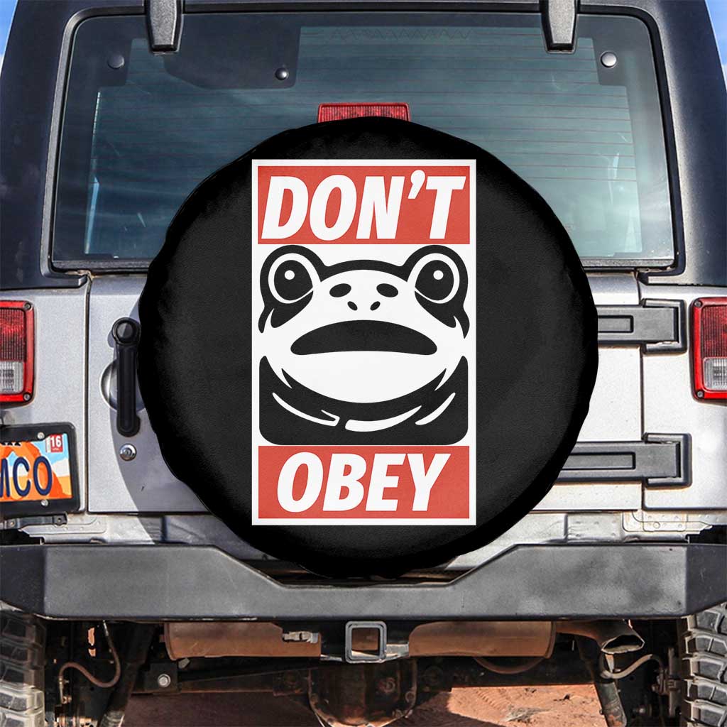 Don't Obey Portland Frog Spare Tire Cover Protest Parody Poster Graphic TS02 No hole Black Print Your Wear