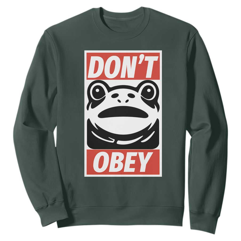 Don't Obey Portland Frog Sweatshirt Protest Parody Poster Graphic TS02 Dark Forest Green Print Your Wear